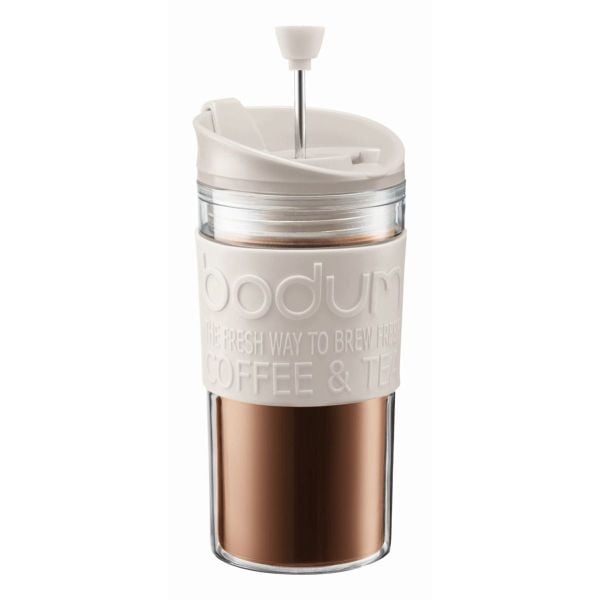 BODUM TRAVEL PRESS SET COFFEE MAKER, 0.35 L, 12 OZ - OFF WHITE - The Coffee Machine Collective